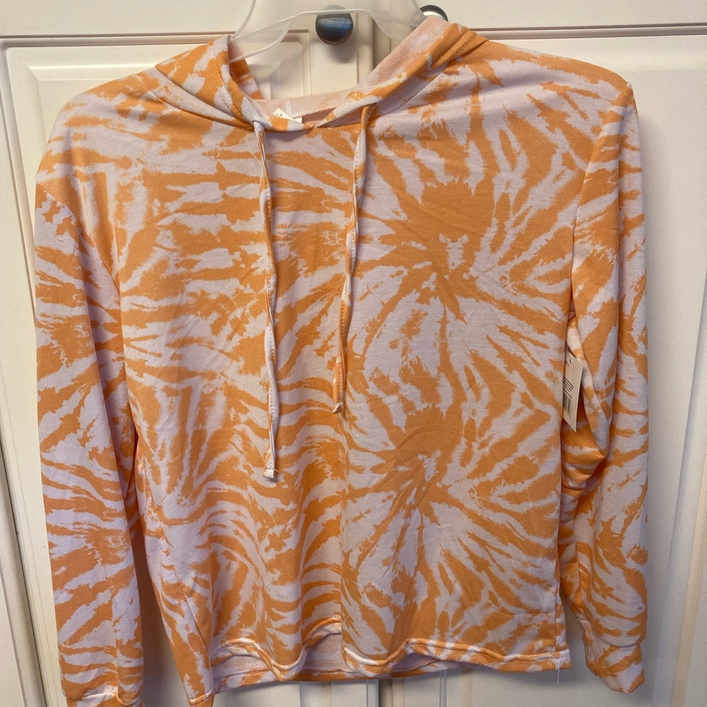 Orange tie dye hoodie, never worn, new with tags, size large